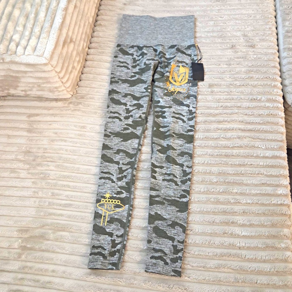 SHIVASM Vegas Golden Knights Camo Leggings Small Grey Green Seamless High Waist